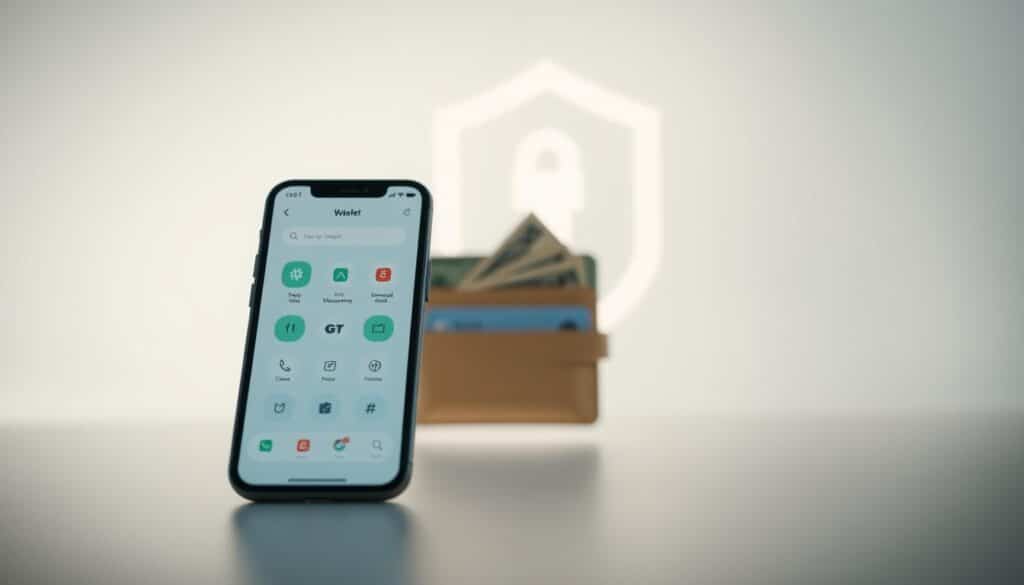 A sleek and modern kids' wallet interface, showcasing its intuitive functionality. In the foreground, a user-friendly mobile app displays a clean, minimalist design with large icons and clear navigation. The middle ground reveals a virtual wallet, with digital bills and cards neatly organized. In the background, a subtle, ethereal glow suggests a secure, encrypted environment. The lighting is soft and diffused, creating a calming, inviting atmosphere. The camera angle is slightly tilted, providing an engaging and dynamic perspective. Overall, the image conveys the seamless, child-friendly experience of the "λειτουργία Kids Wallet" application.