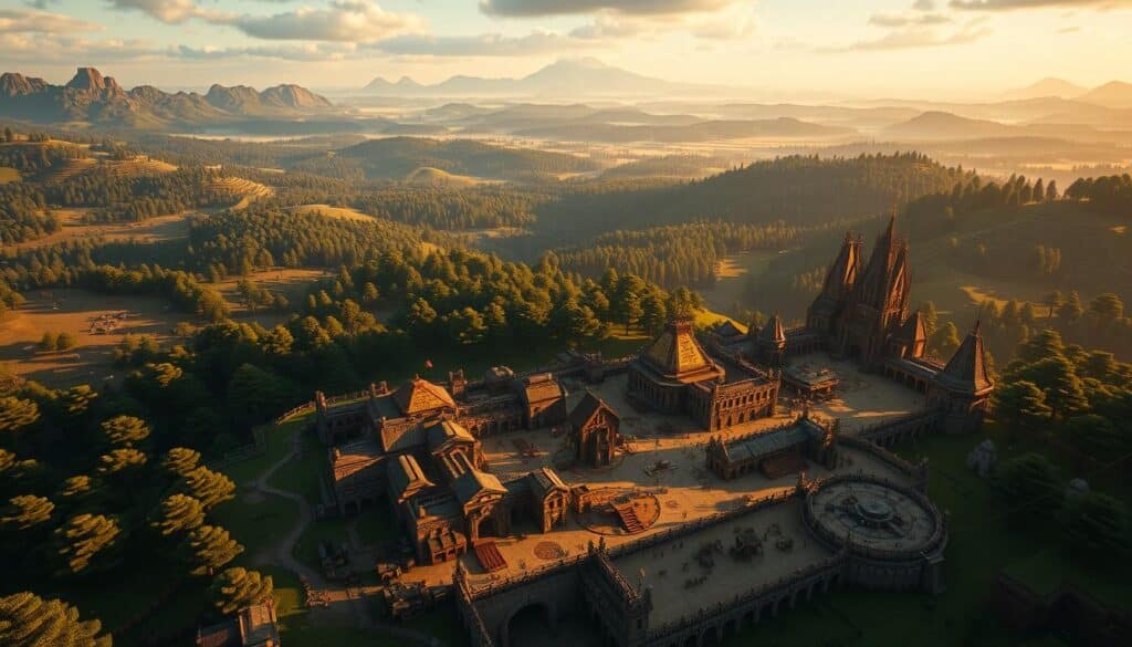 A vast, sprawling Minecraft world, with rolling hills, dense forests, and towering mountains in the distance. In the foreground, a bustling construction site, where players meticulously plan and build intricate structures, from cozy cabins to majestic castles. The scene is bathed in a warm, golden light, casting long shadows and creating a sense of depth and atmosphere. The camera angles showcase the scale and complexity of the constructions, highlighting the creativity and strategic thinking required to bring these visions to life. The overall mood is one of focused, productive engagement, as players immerse themselves in the boundless possibilities of this digital sandbox.