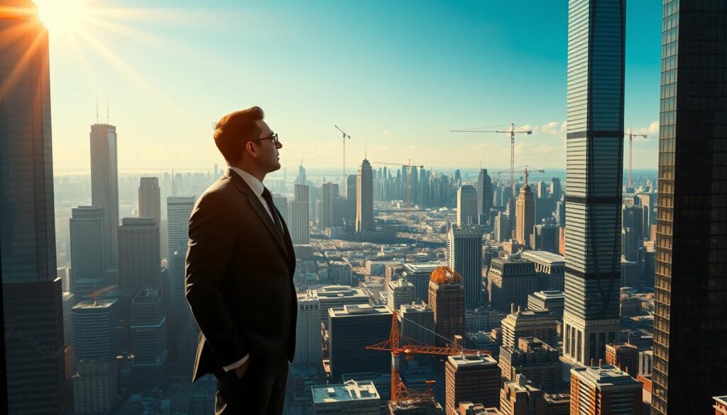 A bustling financial district with towering skyscrapers casting long shadows across the cityscape. In the foreground, a well-dressed professional stands amidst a sea of stocks, bonds, and investment documents, their gaze fixed on the horizon, conveying a sense of confident optimism. Warm, golden light filters through the windows, illuminating the scene with an aura of prosperity and growth. The middle ground features a network of interconnected graphs, charts, and analytics dashboards, visualizing the flow of capital and the potential rewards of strategic investment. In the background, a panoramic view of the city skyline, with cranes and construction sites dotting the landscape, symbolizing the ongoing development and expansion of the financial markets. The overall atmosphere evokes a sense of dynamism, opportunity, and the tangible benefits of wise investment decisions. A bustling financial district with towering skyscrapers casting long shadows across the cityscape. In the foreground, a well-dressed professional stands amidst a sea of stocks, bonds, and investment documents, their gaze fixed on the horizon, conveying a sense of confident optimism. Warm, golden light filters through the windows, illuminating the scene with an aura of prosperity and growth. The middle ground features a network of interconnected graphs, charts, and analytics dashboards, visualizing the flow of capital and the potential rewards of strategic investment. In the background, a panoramic view of the city skyline, with cranes and construction sites dotting the landscape, symbolizing the ongoing development and expansion of the financial markets. The overall atmosphere evokes a sense of dynamism, opportunity, and the tangible benefits of wise investment decisions.