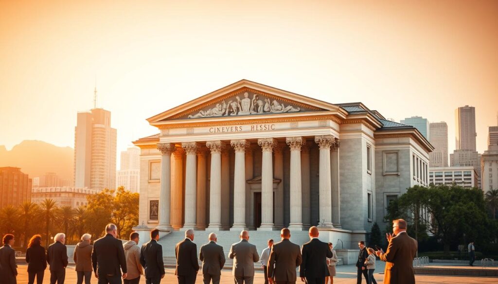 A large government building with a classical Greek architectural style, set against a backdrop of a bustling city skyline. The building's facade is adorned with ornate columns and a grand entryway, symbolizing the power and authority of the state. In the foreground, a group of people, representing citizens, are interacting with government officials, illustrating the role of the state in managing pension and retirement affairs. The scene is bathed in warm, golden lighting, conveying a sense of stability and trust in the state's involvement in the pension system. The overall composition emphasizes the central position of the government in the pension landscape, guiding and shaping the lives of its citizens. A large government building with a classical Greek architectural style, set against a backdrop of a bustling city skyline. The building's facade is adorned with ornate columns and a grand entryway, symbolizing the power and authority of the state. In the foreground, a group of people, representing citizens, are interacting with government officials, illustrating the role of the state in managing pension and retirement affairs. The scene is bathed in warm, golden lighting, conveying a sense of stability and trust in the state's involvement in the pension system. The overall composition emphasizes the central position of the government in the pension landscape, guiding and shaping the lives of its citizens.