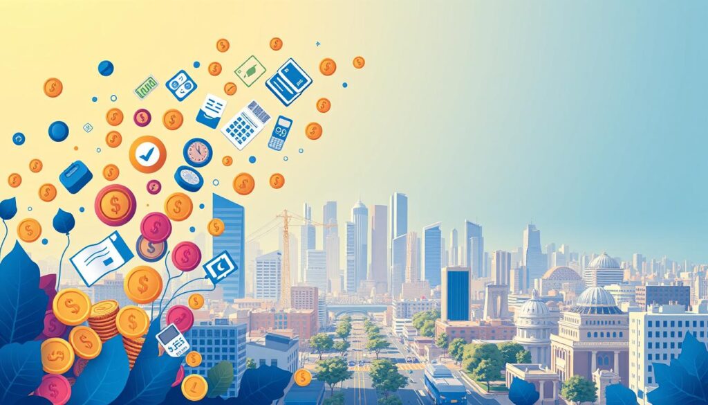 A vibrant and modern illustration showcasing various sources of business financing in Greece. In the foreground, a diverse array of financial icons - coins, dollar signs, bank cards, and loan documents - swirl together, symbolizing the multitude of funding options available. In the middle ground, a dynamic city skyline with towering skyscrapers and bustling streets serves as the backdrop, highlighting the economic landscape. The scene is bathed in a warm, golden light, conveying a sense of opportunity and prosperity. Subtle gradient effects and a clean, minimalist style create a visually striking and professional-looking image. A vibrant and modern illustration showcasing various sources of business financing in Greece. In the foreground, a diverse array of financial icons - coins, dollar signs, bank cards, and loan documents - swirl together, symbolizing the multitude of funding options available. In the middle ground, a dynamic city skyline with towering skyscrapers and bustling streets serves as the backdrop, highlighting the economic landscape. The scene is bathed in a warm, golden light, conveying a sense of opportunity and prosperity. Subtle gradient effects and a clean, minimalist style create a visually striking and professional-looking image.